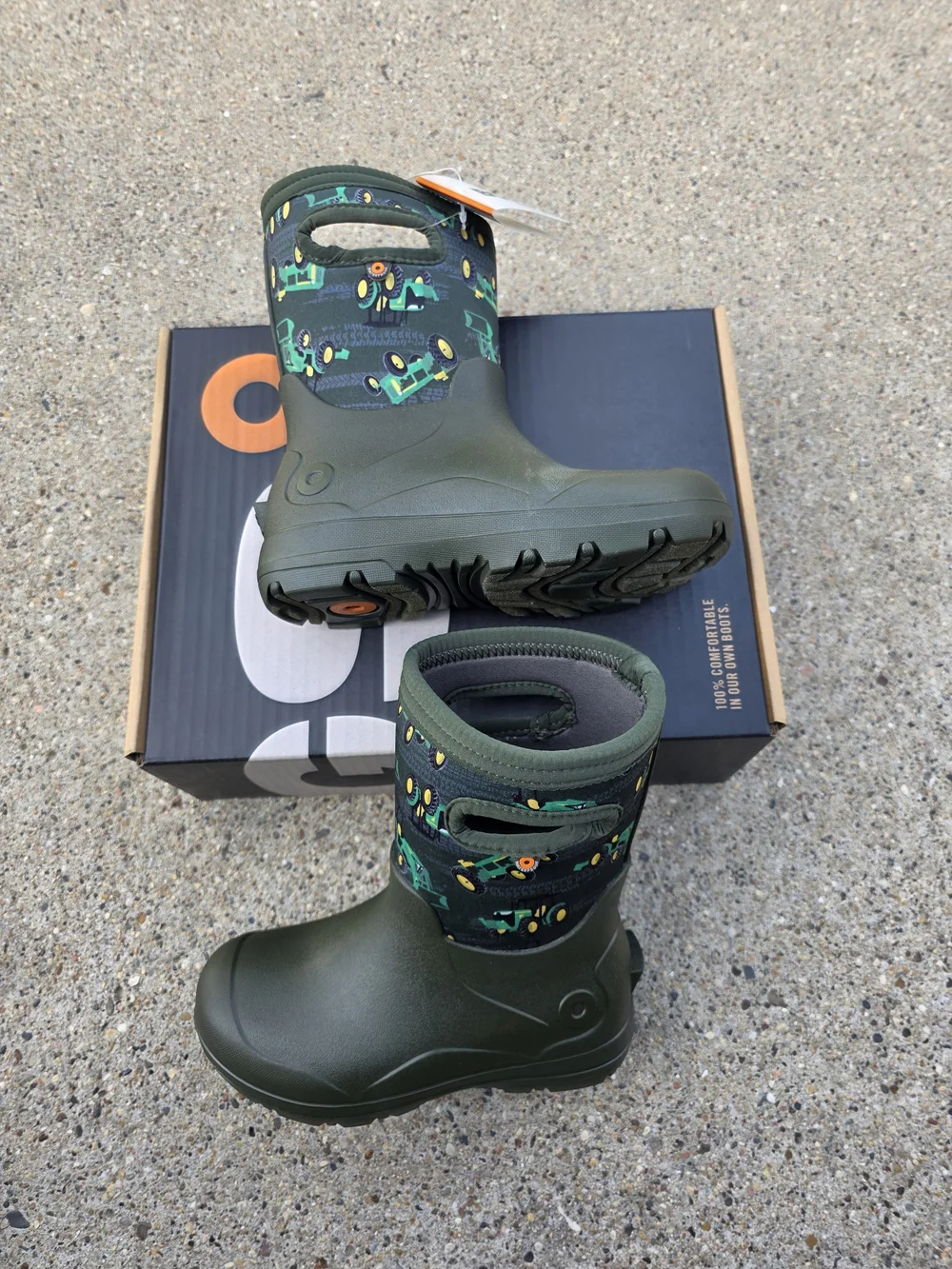 BOGs Kids Waterproof John Deer Green Tractor Boots Boys 12.